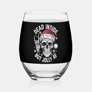 Dead Inside Aber Jolly AF Weihnachtsgeschenk Skele Weinglas Ohne Stiel