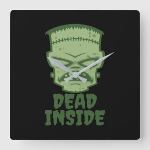 Dead Inside Frankenstein Monster Quadratische Wanduhr