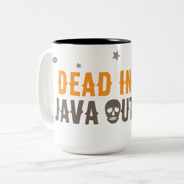 Dead Inside Java Outside – Minimalistische Kaffees Zweifarbige Tasse (Vorderseite Links)