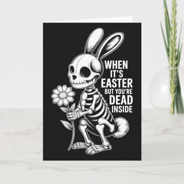 Dead Inside Skeleton Bunny Funny Easter Card Karte (Vorderseite)