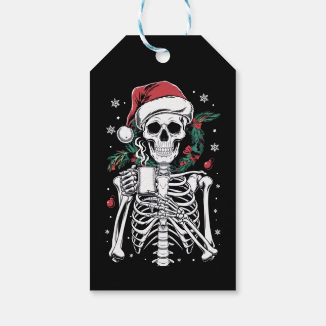 Dead Inside Skeleton Weihnachtskaffee Lover Gesche Geschenkanhänger (Rückseite)