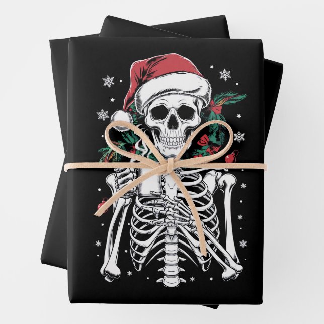 Dead Inside Skeleton Weihnachtskaffee Lover Gesche Geschenkpapier Set (Beispiel)