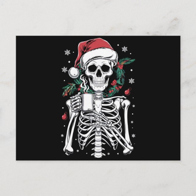 Dead Inside Skeleton Weihnachtskaffee Lover Gesche Postkarte (Vorderseite)