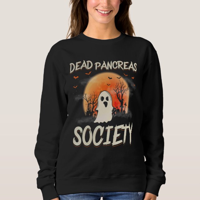 Dead Pancreas Society Ghost Diabetes Awareness Hal Sweatshirt (Vorderseite)