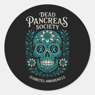 Dead Pankreas Society - Diabetes Awareness Skull Runder Aufkleber
