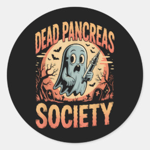 Dead Pankreas Society Funny Ghost Syringe Diabetes Runder Aufkleber