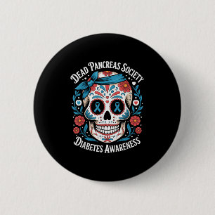 Dead Pankreas Society Shirt Zucker Schädeldiabetes Button