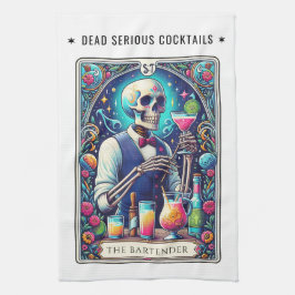 Dead Serious Cocktails Tarot Bartender Skeleton Geschirrtuch