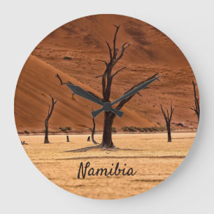 Dead Vlei Namibia Landschaft Foto mit Text Große Wanduhr