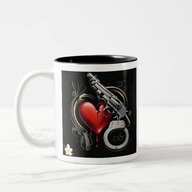 "Deadad Liebe Story" Zweifarbige Tasse (Links)