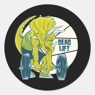 Deadlift Dinosaurier - Triceratop-Gewichtsabnahme Runder Aufkleber