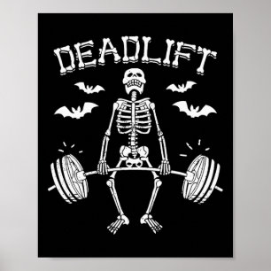 Deadlift Funny Halloween Sprichwort Skeleton Rbell Poster