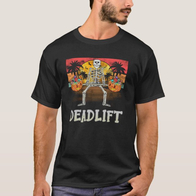 DEADLIFT Halloween Skeleton Candy Gym Workout T-Shirt (Vorderseite)