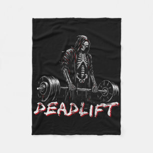 Deadlift Skeleton Halloween Gym Jokes Weightliftin Fleecedecke