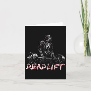 Deadlift Skeleton Halloween Gym Jokes Weightliftin Karte