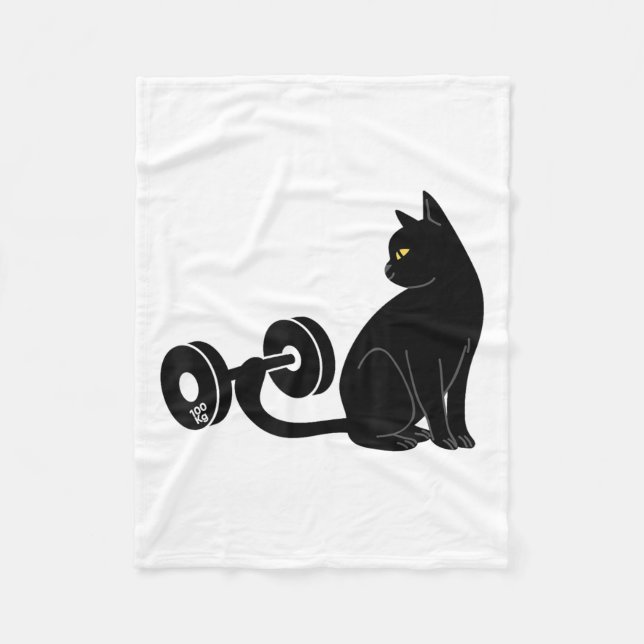 Deadlifting Cat Workout Gym Fitness Exercise Weigh Fleecedecke (Vorderseite)