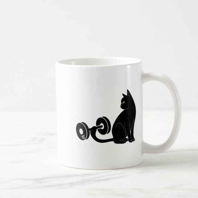 Deadlifting Cat Workout Gym Fitness Exercise Weigh Kaffeetasse (Rechts)