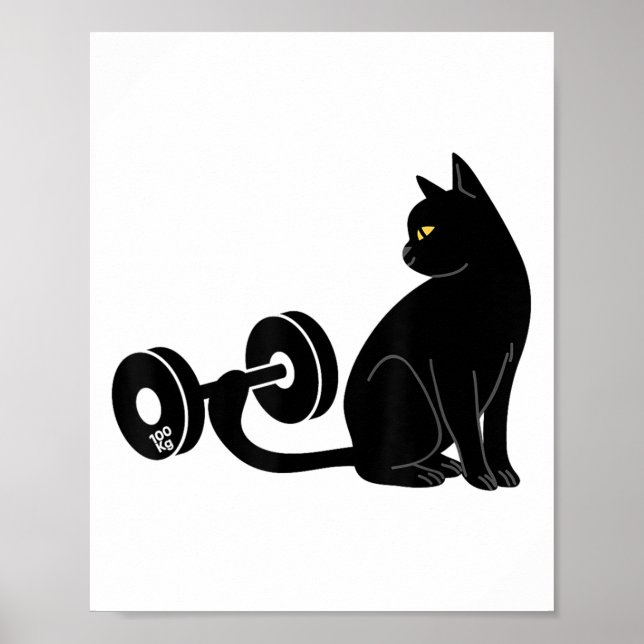Deadlifting Cat Workout Gym Fitness Exercise Weigh Poster (Vorne)