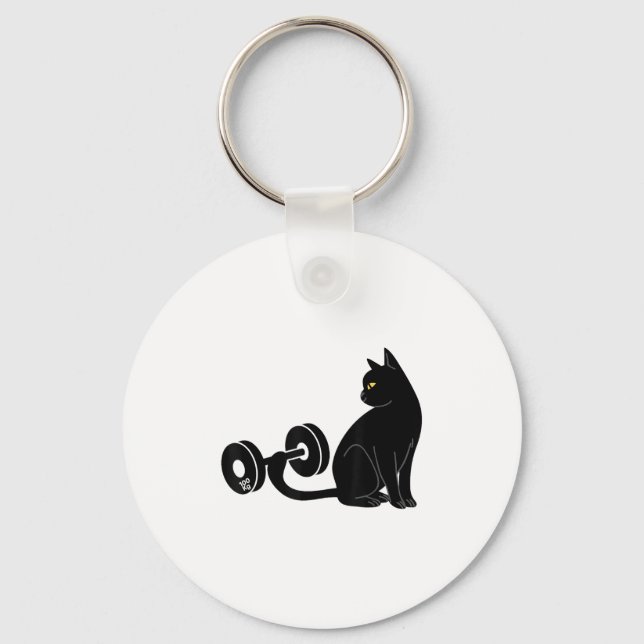 Deadlifting Cat Workout Gym Fitness Exercise Weigh Schlüsselanhänger (Vorderseite)