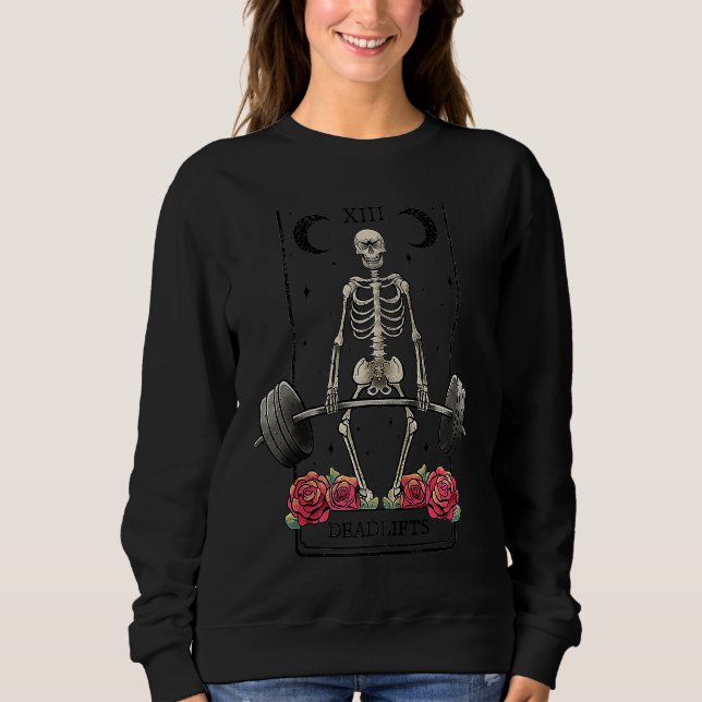 Deadlifts Tarot Card Occult Workout Esoteric Gothi Sweatshirt (Vorderseite)