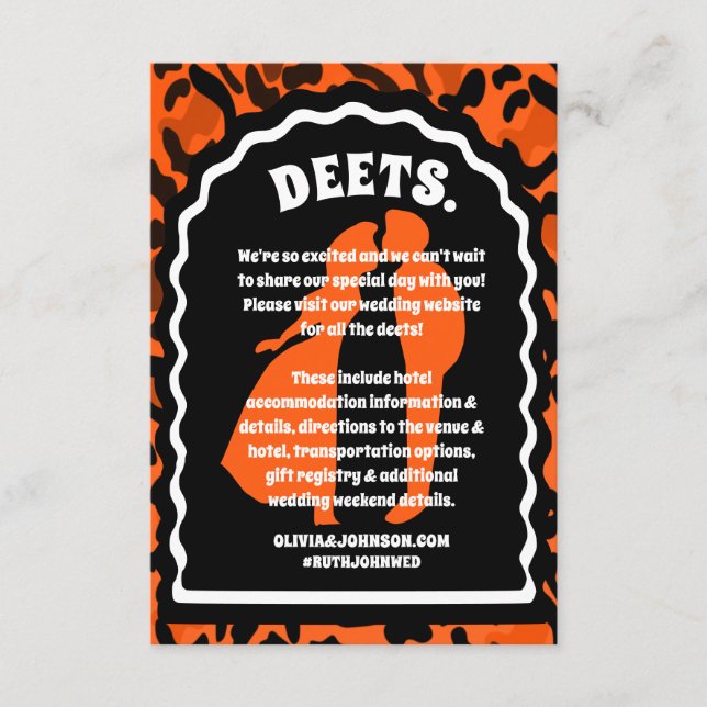 Deadses moderne Orange Leopard Print Begleitkarte (Vorderseite)