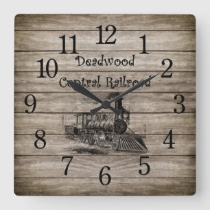 Deadwood Central Railroad ~ South Dakota Quadratische Wanduhr