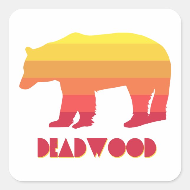 Deadwood South Dakota Rainbow Bear Quadratischer Aufkleber (Vorderseite)