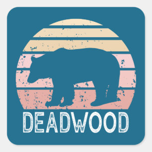 Deadwood South Dakota Retro Bär Quadratischer Aufkleber