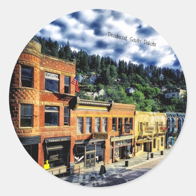 Deadwood, South Dakota Runder Aufkleber (Vorderseite)