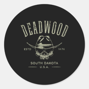 Deadwood South Dakota USA abgenutztes Design Souve Runder Aufkleber