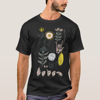 Deaf ASL Sign Language Faith Christlich Boho Flora T-Shirt