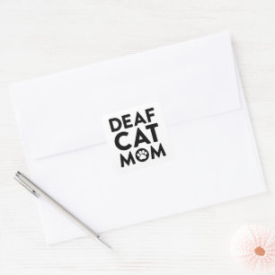 Deaf Cat Mama Quadratischer Aufkleber