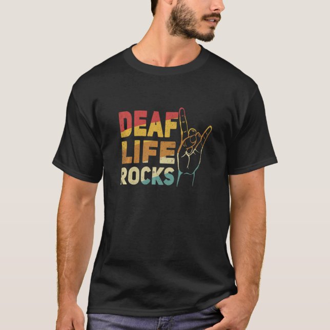 Deaf Life rocks Hand Sign Language ASL Hand gestur T-Shirt (Vorderseite)