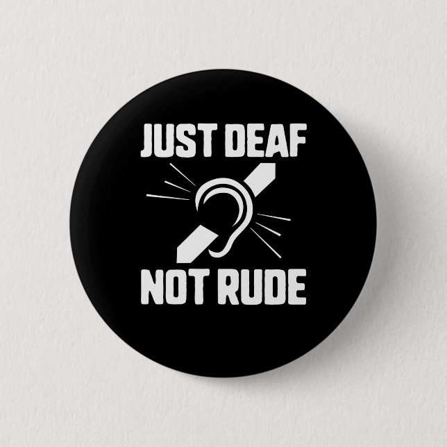 Deaf Not Rude Deaf Awareness Yellow Ribbon Asl Lan Button (Vorderseite)