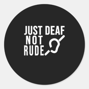 Deaf Not Rude Deaf Awareness Yellow Ribbon Asl Lan Runder Aufkleber