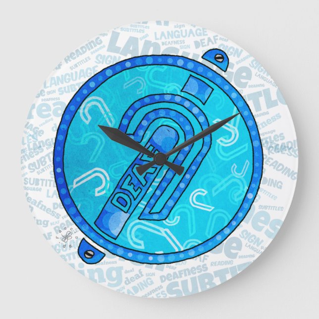 Deaf Symbol English Große Wanduhr (Vorderseite)