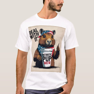 'Deal With It'-Einstellung-Shirt mit Kaffee & Flag T-Shirt