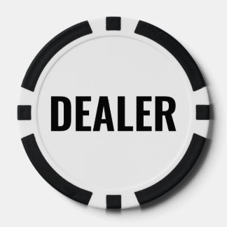 Dealer Simple Black White Text Pokerchips
