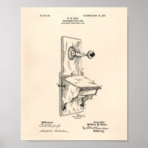 Dean Wall Telefon 1907 Patent Art Old Peper Poster