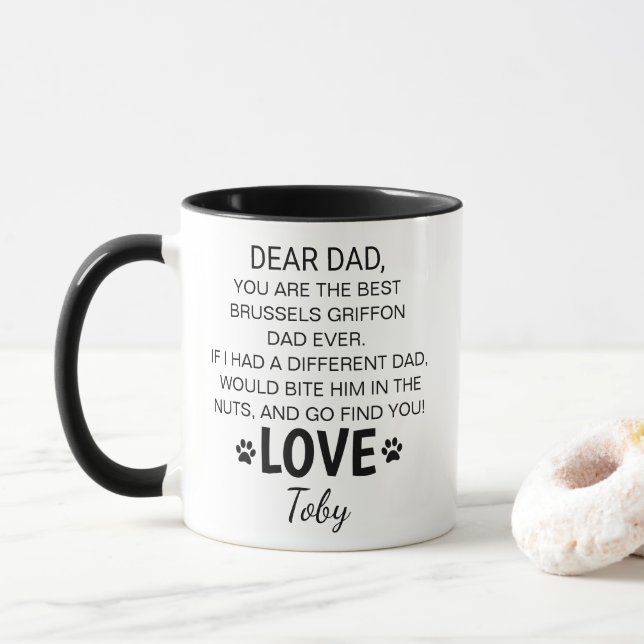 Dear Dad Mug Brussels Griffon Owner Gift Tasse (Mit Donut)