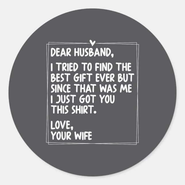 Dear Husband Matching Couples Style For Him And He Runder Aufkleber (Vorderseite)