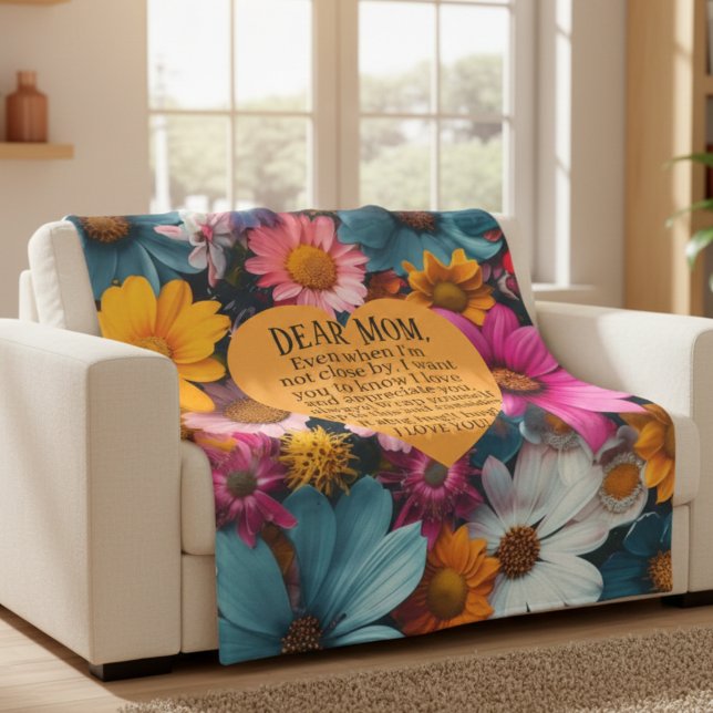 Dear Mom Floral Fleece Blanket Love Gift (Von Creator hochgeladen)