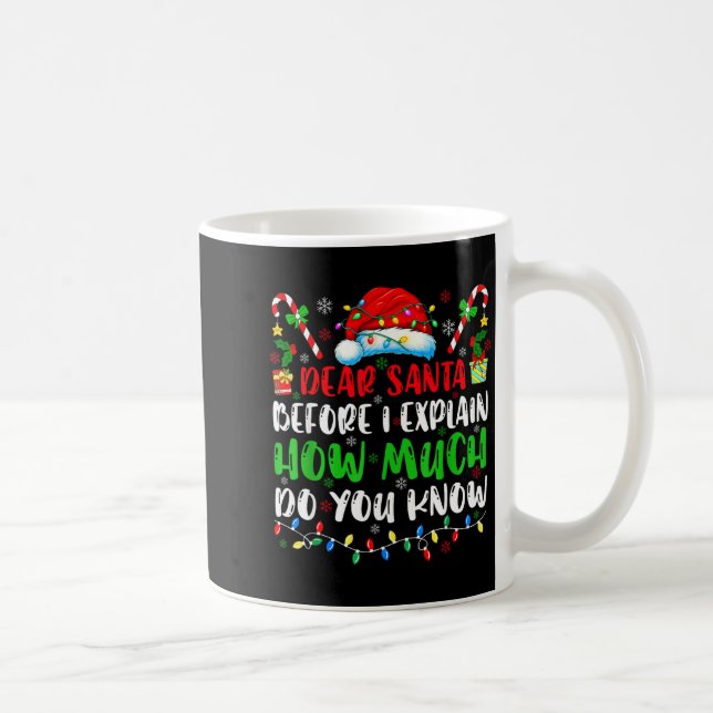 Dear Santa Before I Explain How Much Do You Know C Kaffeetasse (Rechts)