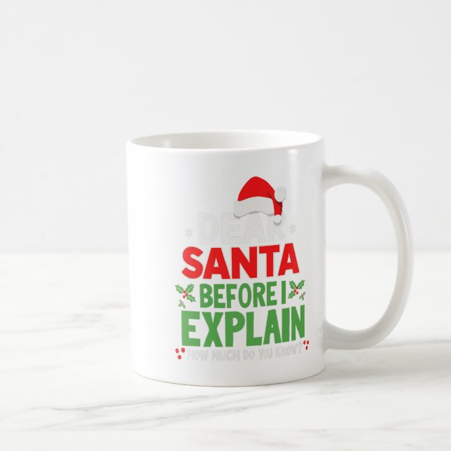 Dear Santa Before I Explain How Much Do You Know X Kaffeetasse (Rechts)