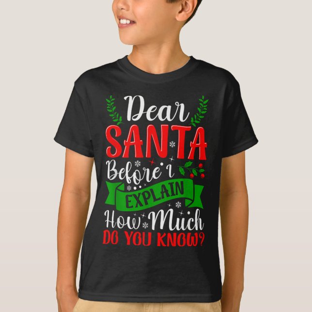 Dear Santa Before I Explain How Much Do You Know X T-Shirt (Vorderseite)