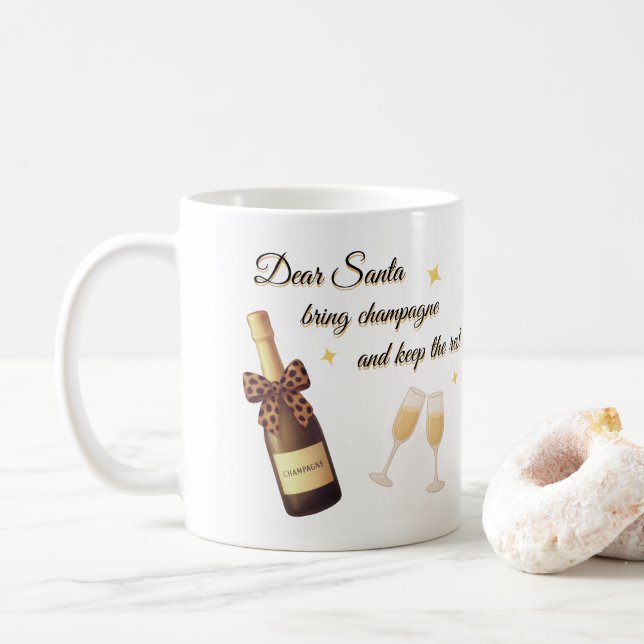 Dear Santa Champagne Design Kaffeetasse (Mit Donut)