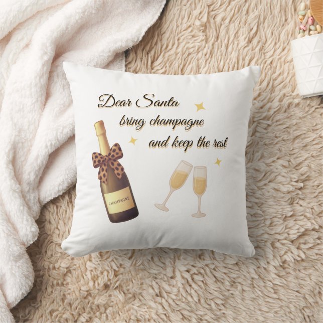 Dear Santa Champagne Design Kissen (Decke)