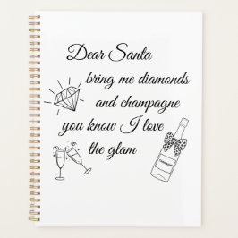 Dear Santa Champagne & Diamonds Line Art Design