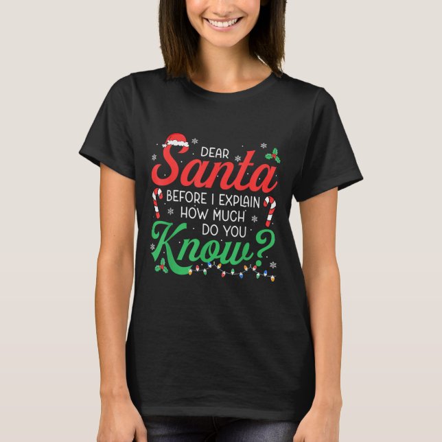 Dear Santa Explain How Much Lights Candy Christmas T-Shirt (Vorderseite)