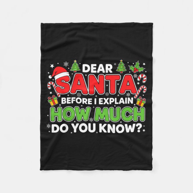 Dear Santa I Can Explain Funny Christmas Men Women Fleecedecke (Vorderseite)